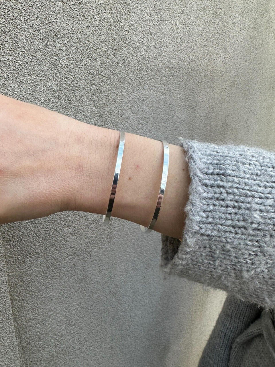 Italy Solid 925 Sterling Silver Plain 1.5" Wide Classic Cuff Bangle Bracelet