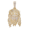 Jesus Bust Down Pendant - 14k Gold Vermeil 925 Silver - CZ Stones - 2 Sizes 2.25"-3"