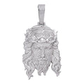 Jesus Bust Down Pendant - 925 Silver - CZ Stones - 2 Sizes 2.25"-3"
