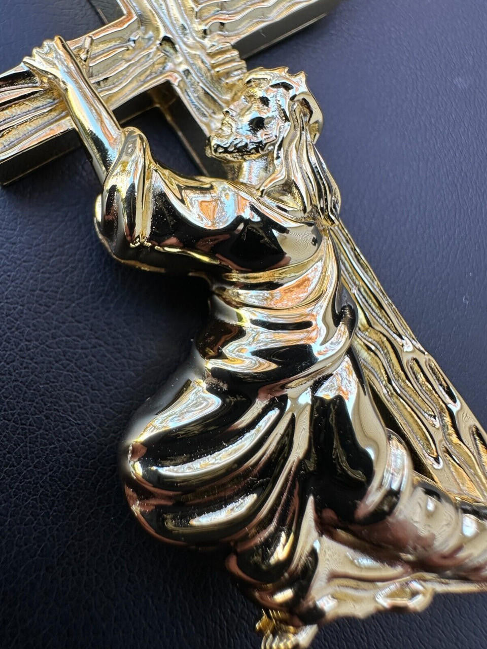 Jesus Carrying Cross Plain Pendant - 14k Gold Vermeil 925 Silver - 3 Sizes 1"-3"