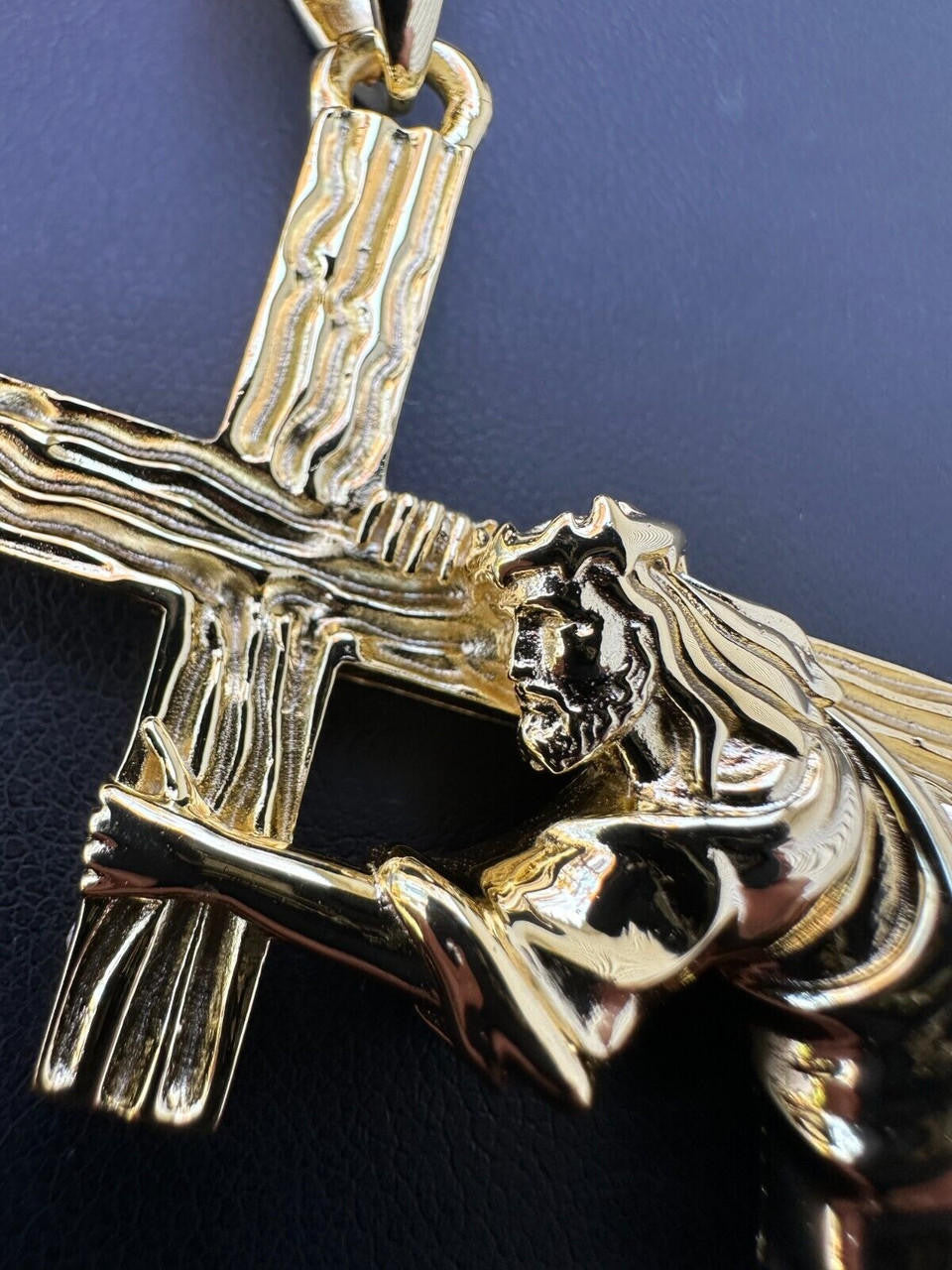 Jesus Carrying Cross Plain Pendant - 14k Gold Vermeil 925 Silver - 3 Sizes 1"-3"