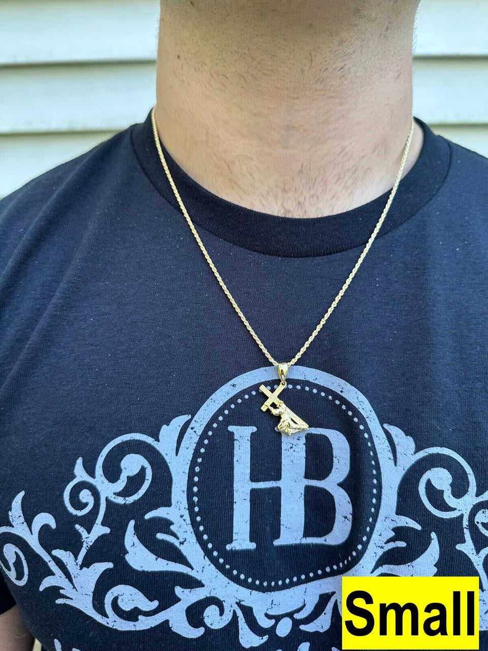 Jesus Carrying Cross Plain Pendant - 14k Gold Vermeil 925 Silver - 3 Sizes 1"-3"