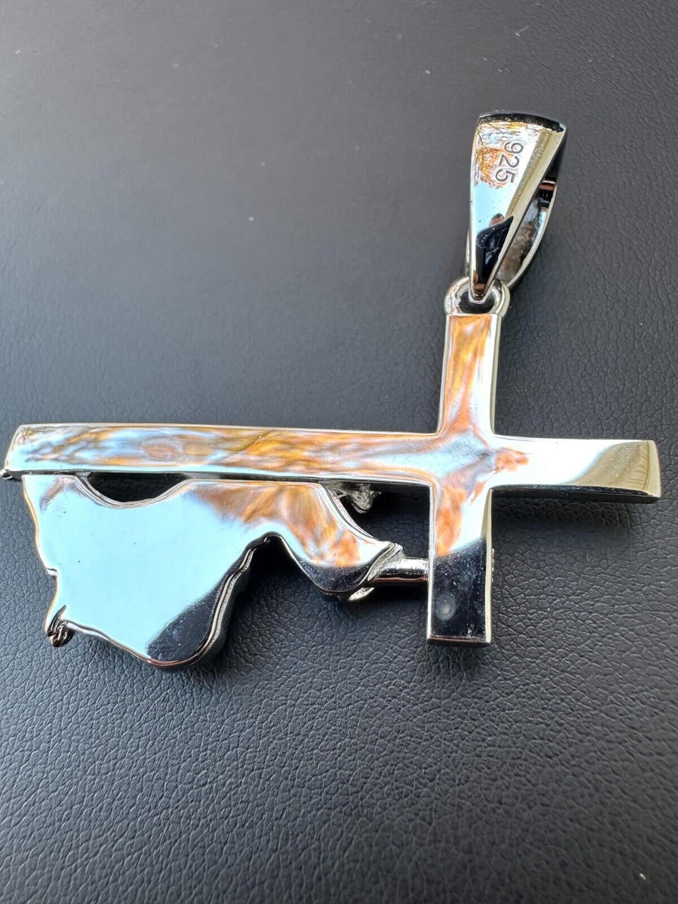 Jesus Carrying Cross Plain Pendant - 925 Silver - 3 Sizes 1"-3"