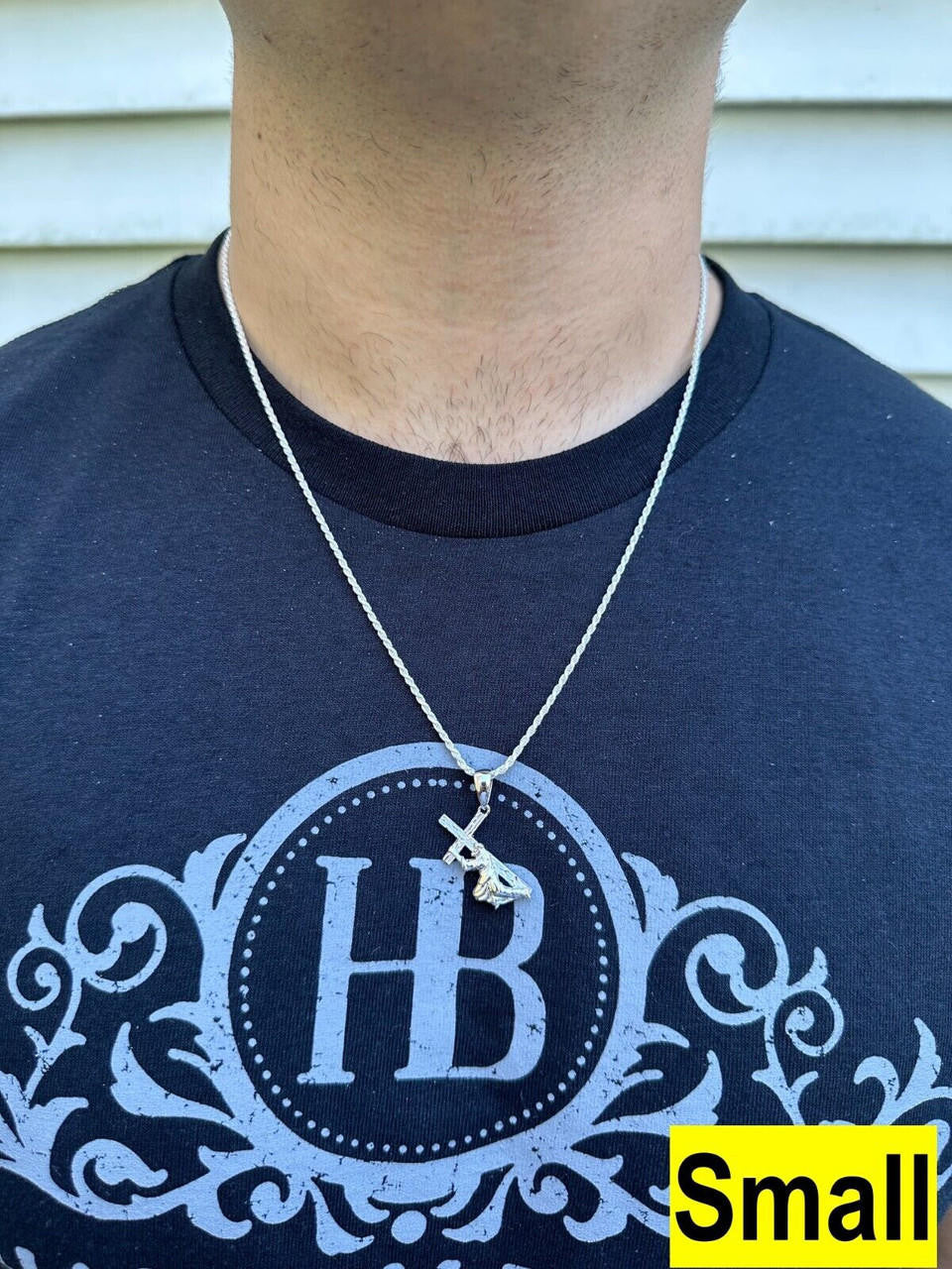 Jesus Carrying Cross Plain Pendant - 925 Silver - 3 Sizes 1"-3"