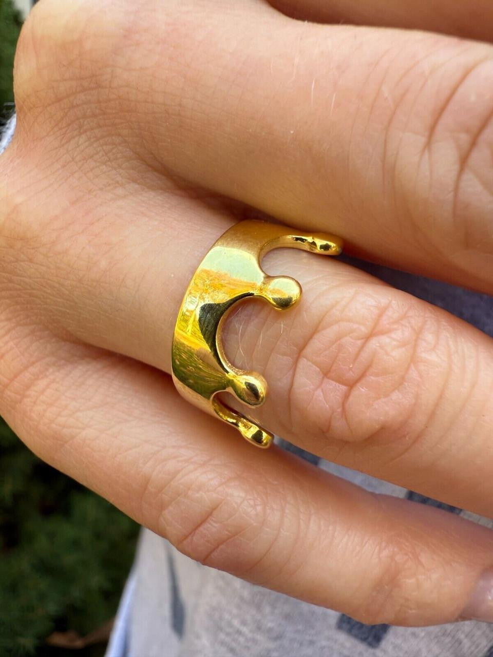 King/Queen Crown Ring - 14k Gold Vermeil 925 Silver - Plain