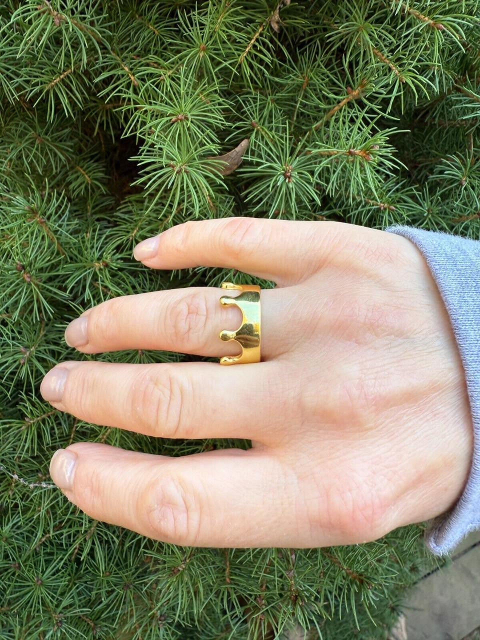 King/Queen Crown Ring - 14k Gold Vermeil 925 Silver - Plain