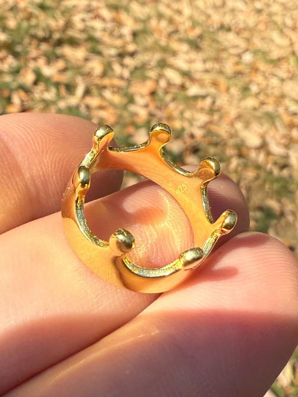 King/Queen Crown Ring - 14k Gold Vermeil 925 Silver - Plain