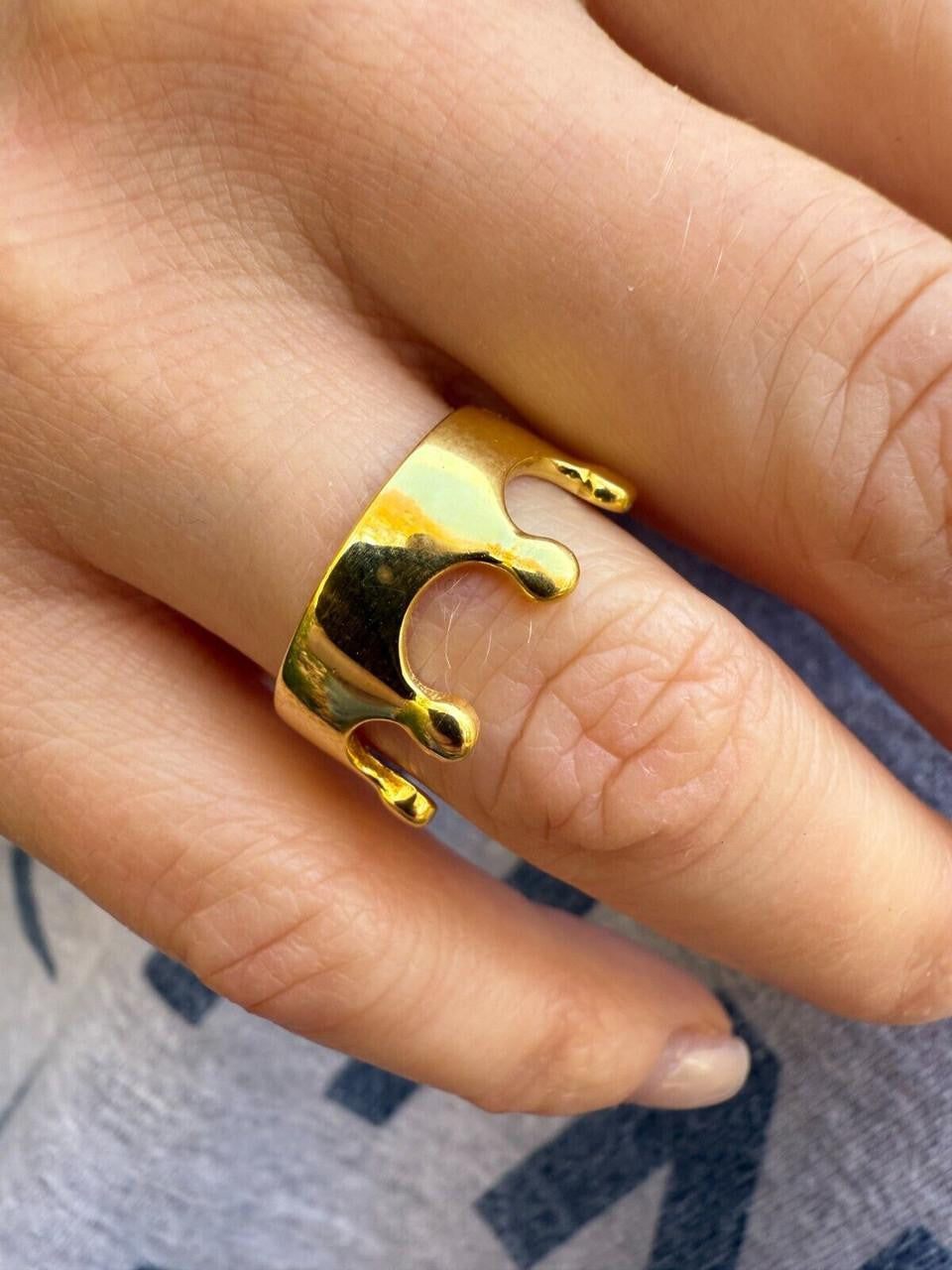 King/Queen Crown Ring - 14k Gold Vermeil 925 Silver - Plain