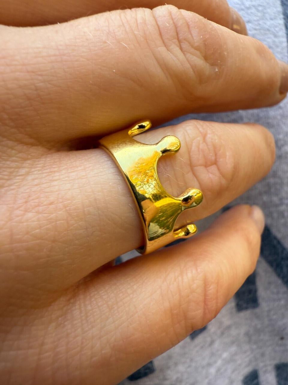 King/Queen Crown Ring - 14k Gold Vermeil 925 Silver - Plain