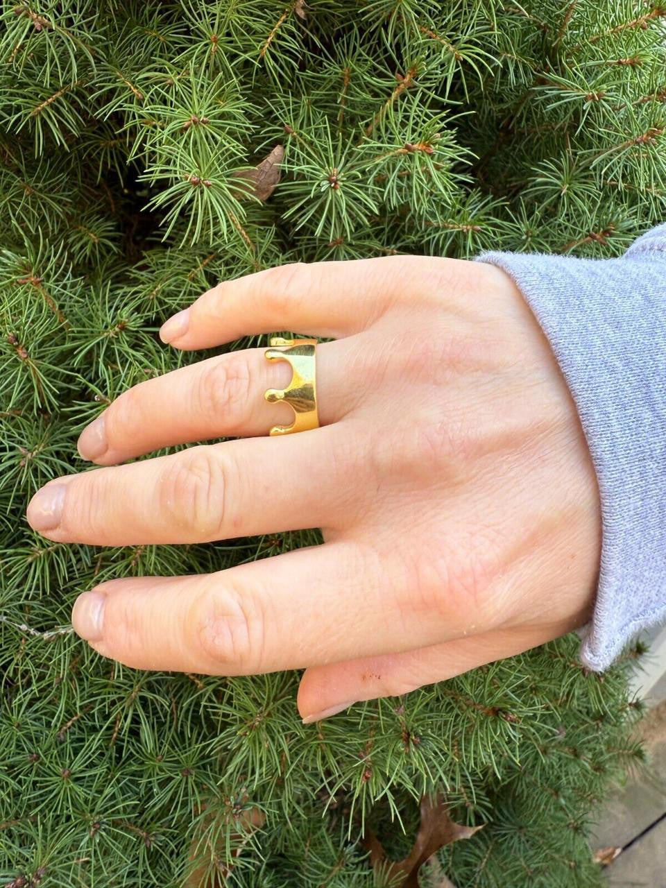 King/Queen Crown Ring - 14k Gold Vermeil 925 Silver - Plain