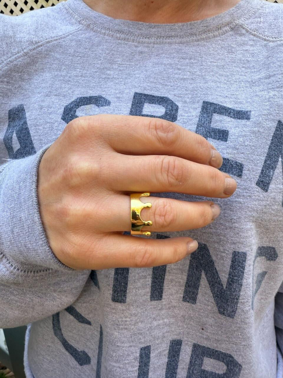 King/Queen Crown Ring - 14k Gold Vermeil 925 Silver - Plain