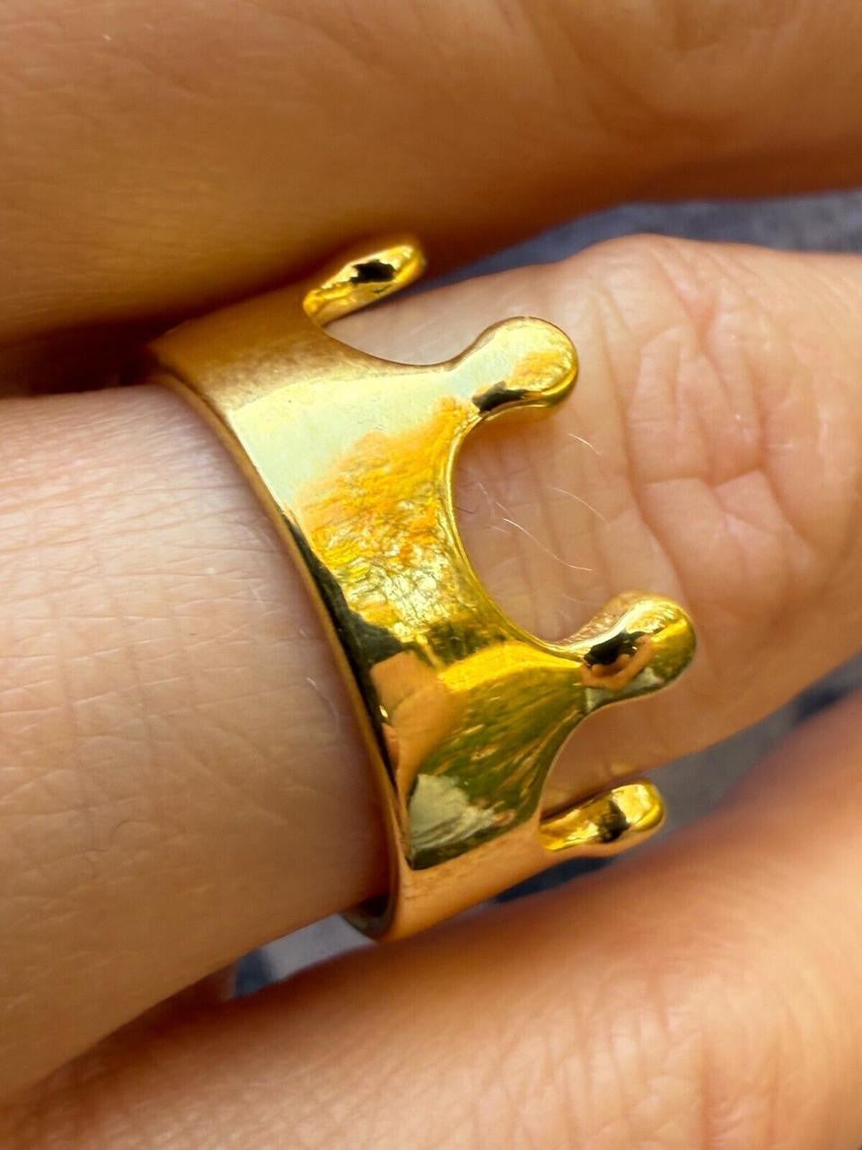 King/Queen Crown Ring - 14k Gold Vermeil 925 Silver - Plain