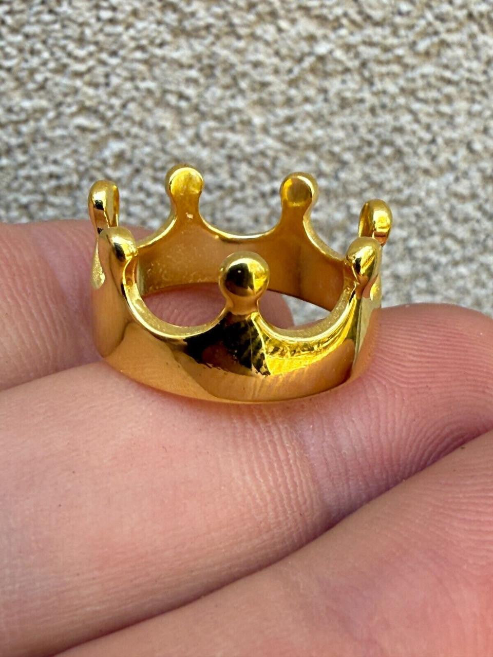 King/Queen Crown Ring - 14k Gold Vermeil 925 Silver - Plain