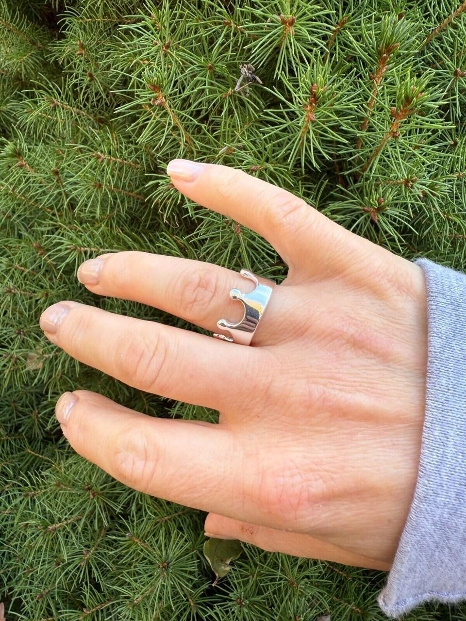 King/Queen Crown Ring - 925 Silver - Plain