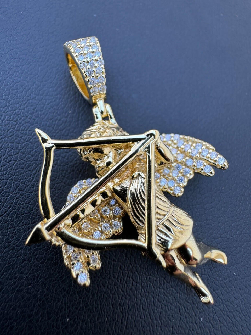 MOISSANITE Cupid Love Angel Pendant - 14k Gold Vermeil or 925 Silver - Small 1.5"