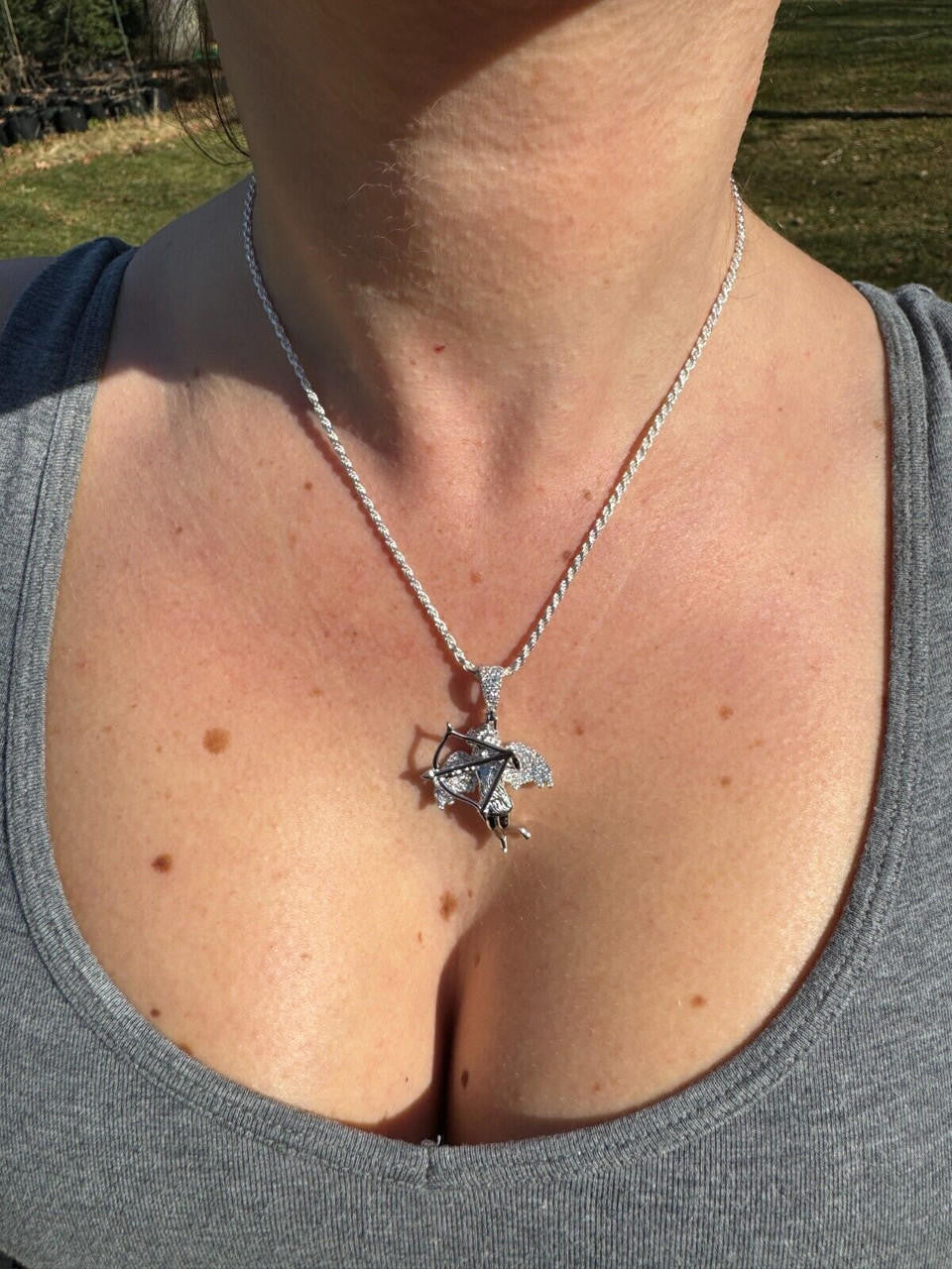 MOISSANITE Cupid Love Angel Pendant - 14k Gold Vermeil or 925 Silver - Small 1.5"