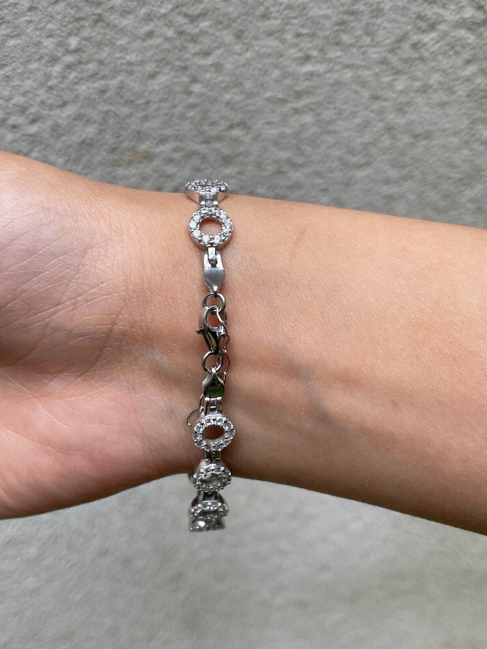 Ladies Iced Circle Custom Tennis Bracelet Adjustable Solid 925 Sterling Silver