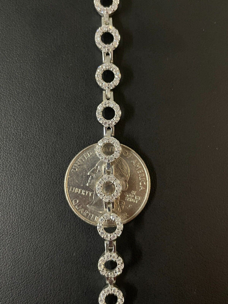 Ladies Iced Circle Custom Tennis Bracelet Adjustable Solid 925 Sterling Silver