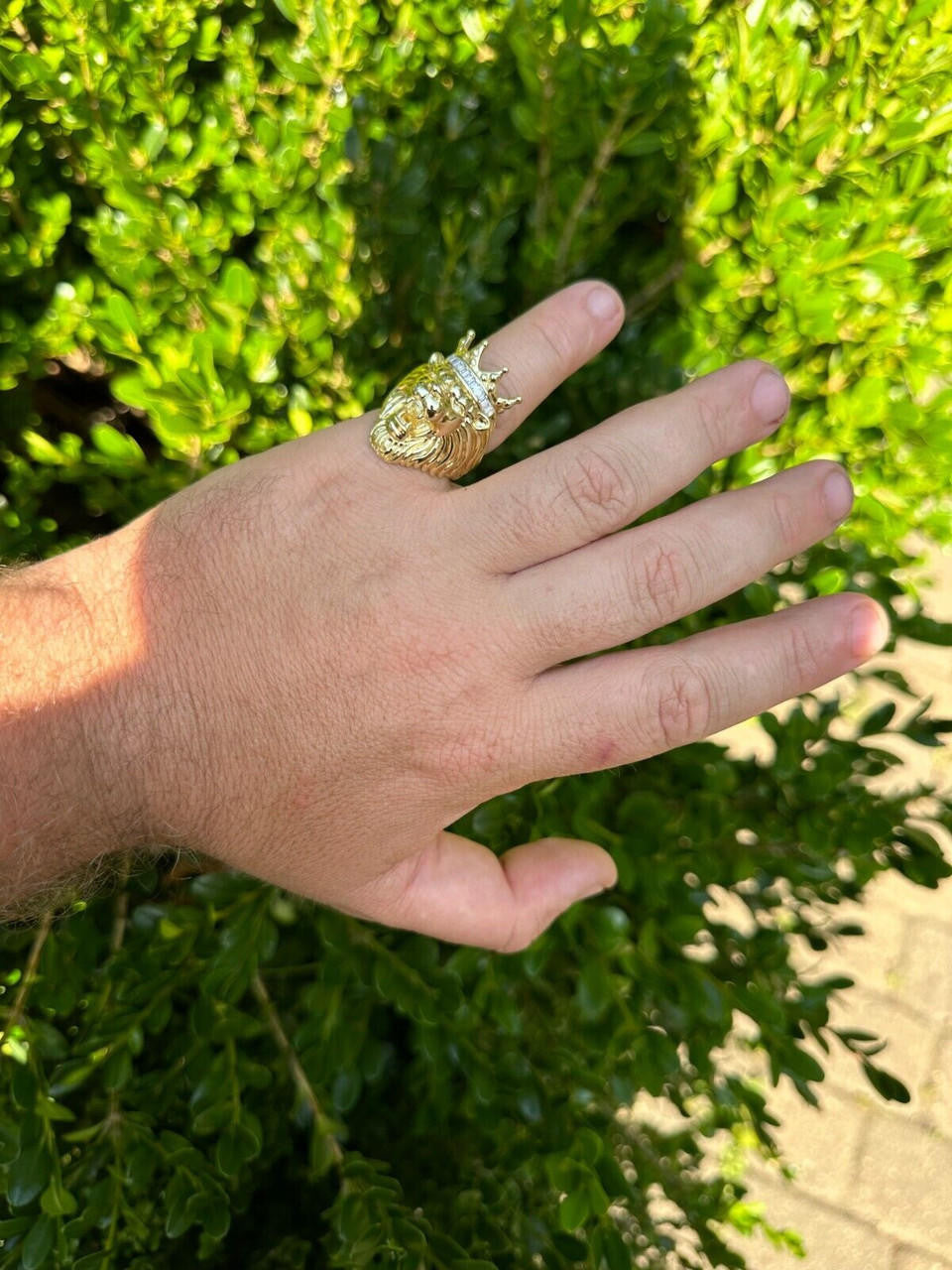 MOISSANITE Rasta King Lion Head Ring - 14k Gold Vermeil 925 Silver