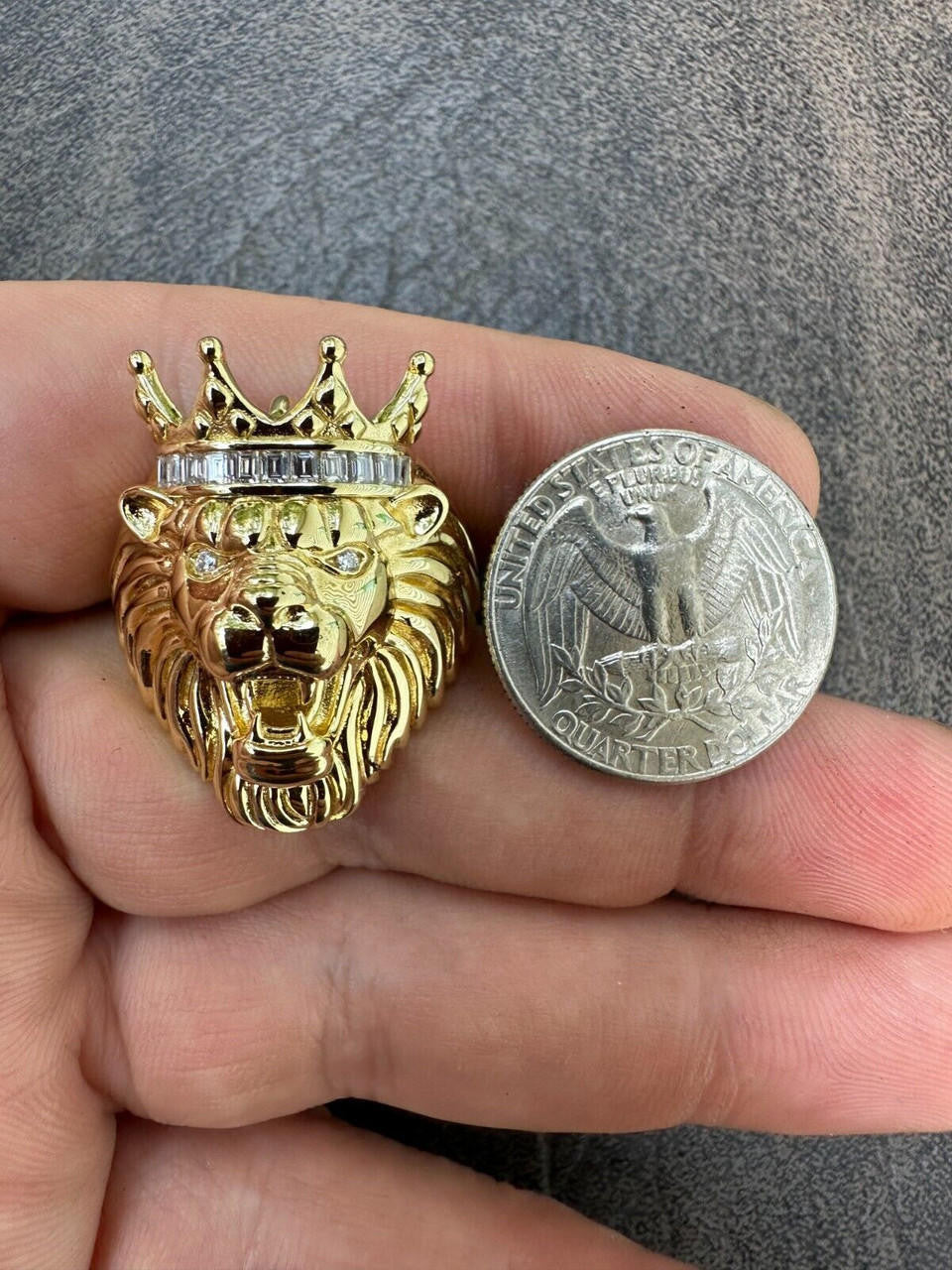 MOISSANITE Rasta King Lion Head Ring - 14k Gold Vermeil 925 Silver