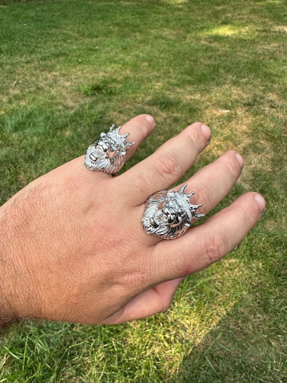 MOISSANITE Rasta King Lion Head Ring - 925 Silver