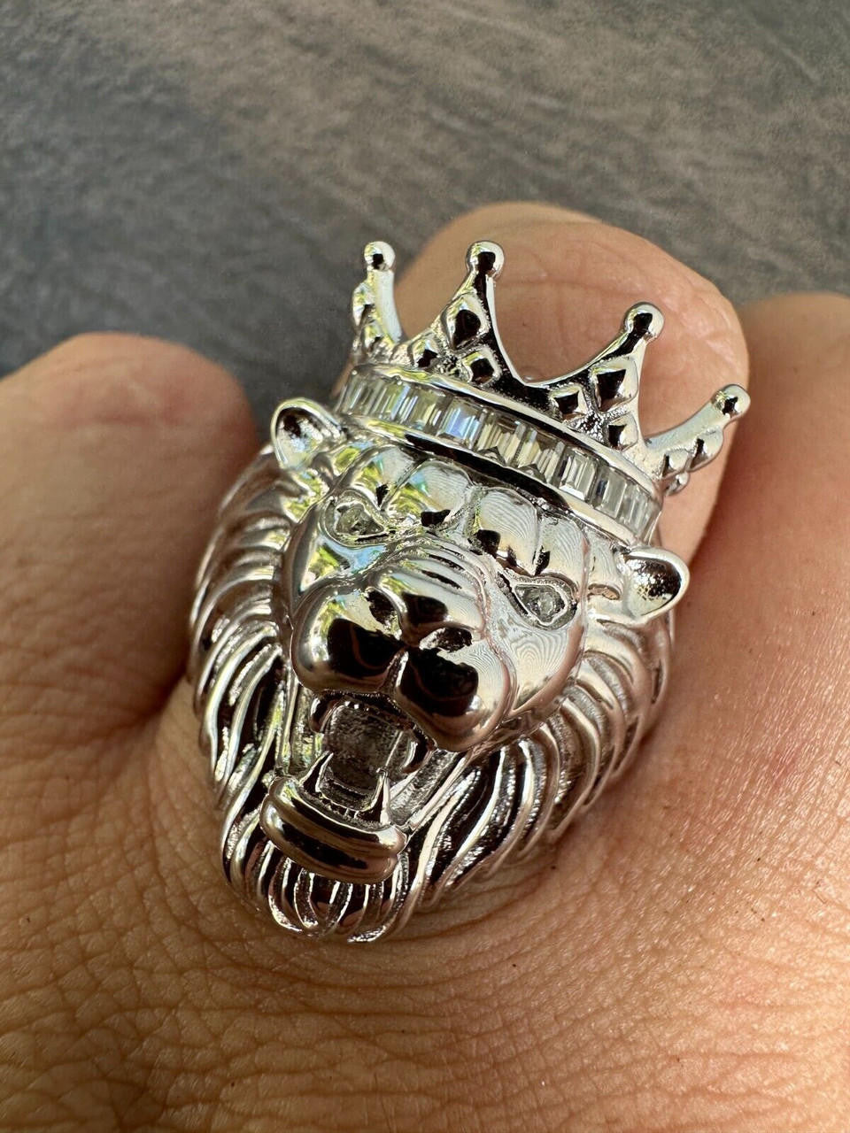 MOISSANITE Rasta King Lion Head Ring - 925 Silver