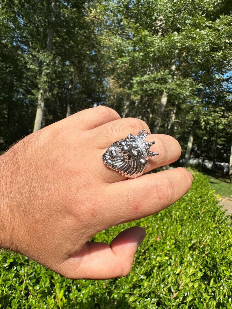 MOISSANITE Rasta King Lion Head Ring - 925 Silver