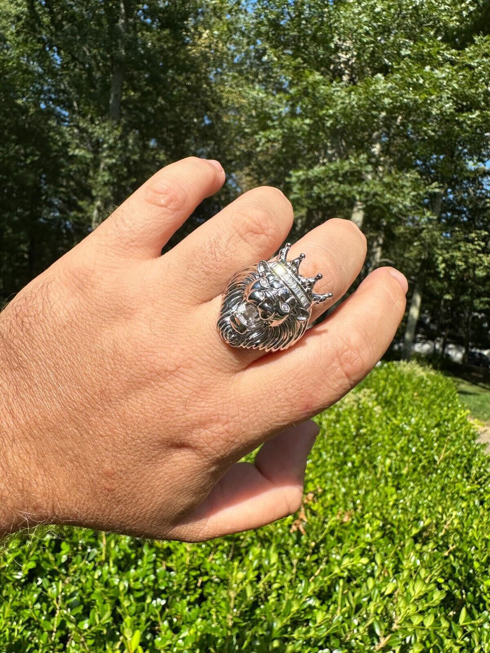 MOISSANITE Rasta King Lion Head Ring - 925 Silver