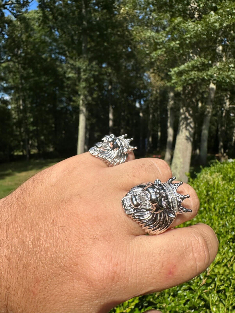 MOISSANITE Rasta King Lion Head Ring - 925 Silver
