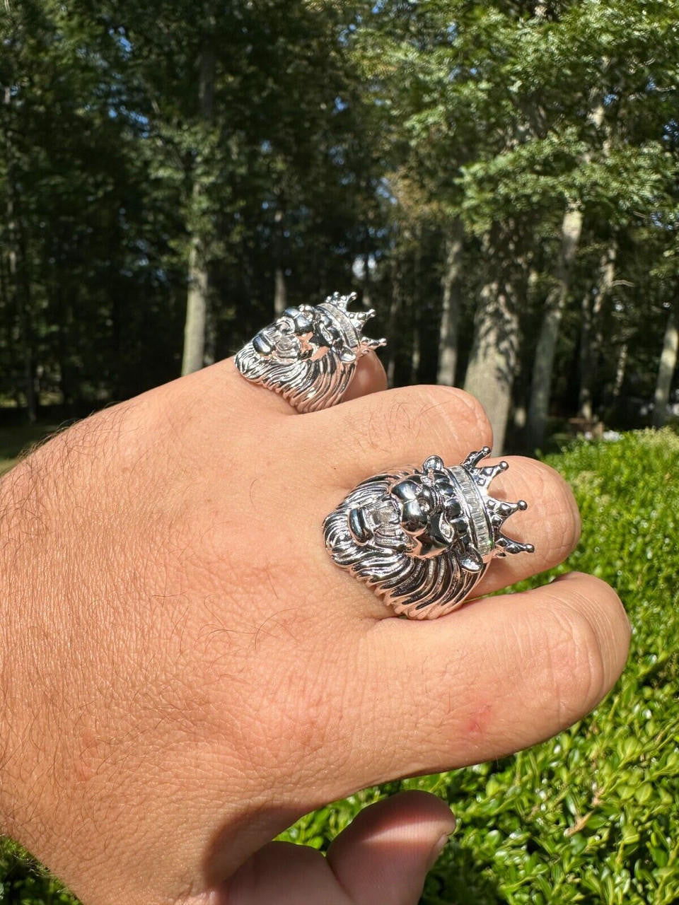 MOISSANITE Rasta King Lion Head Ring - 925 Silver
