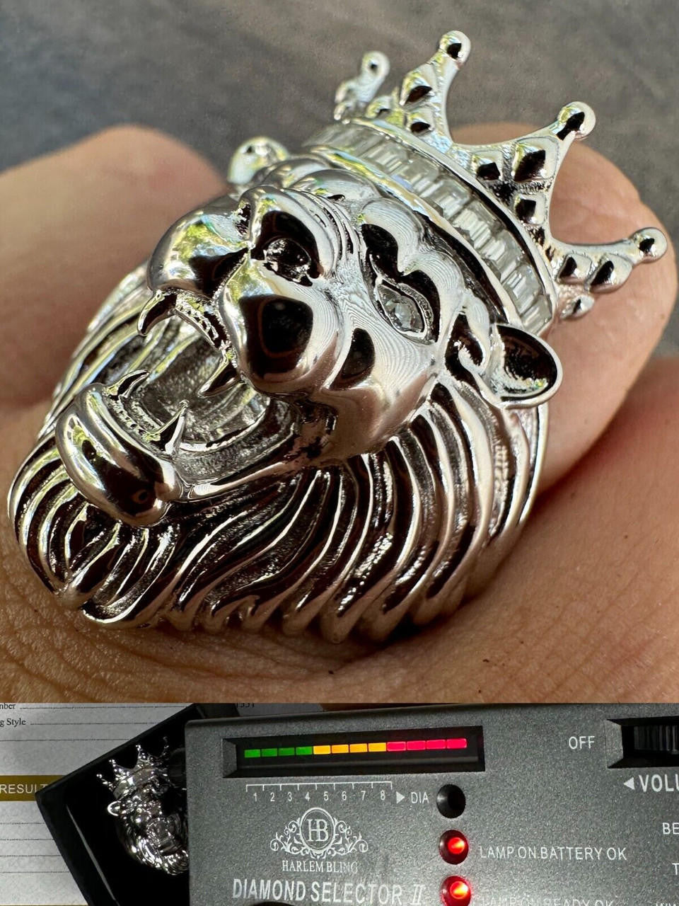 MOISSANITE Rasta King Lion Head Ring - 925 Silver