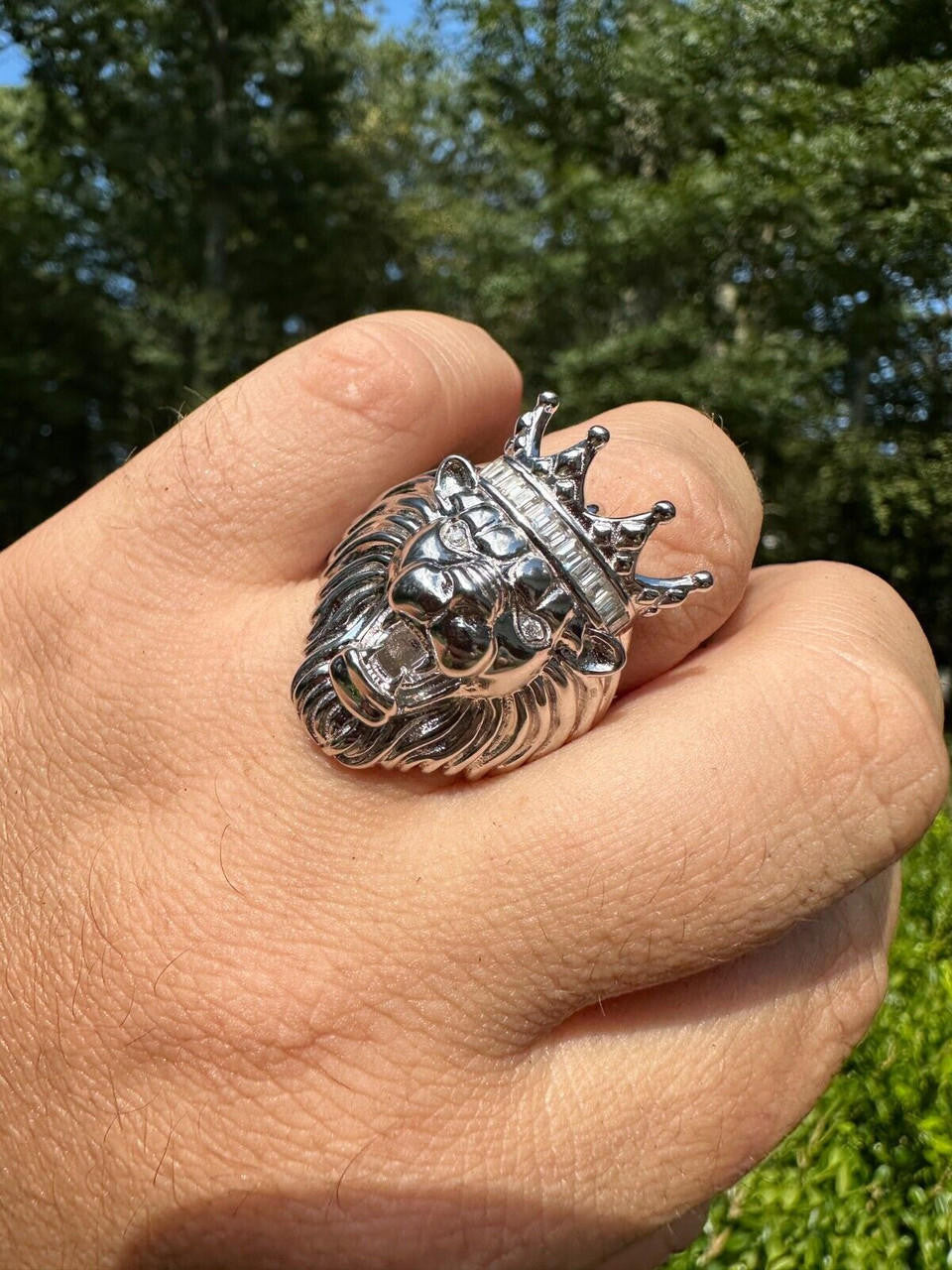 MOISSANITE Rasta King Lion Head Ring - 925 Silver
