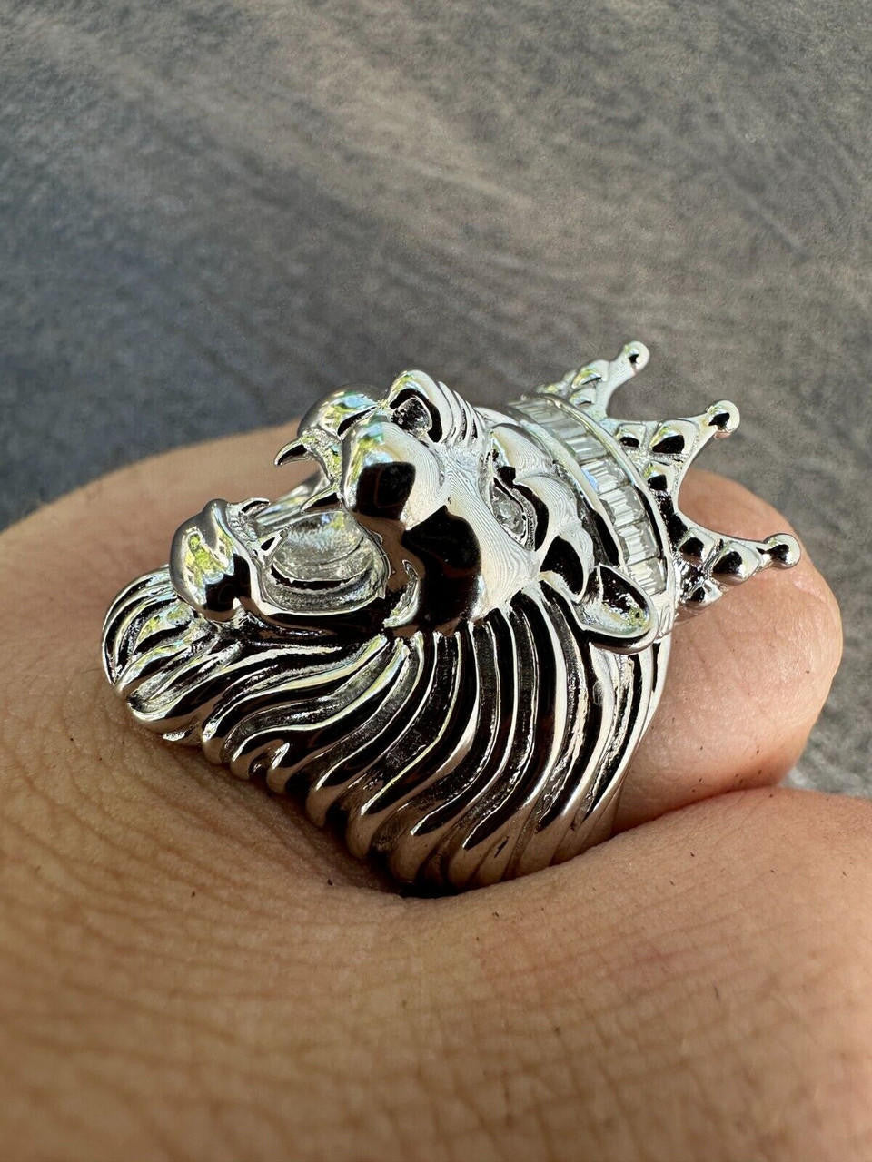 MOISSANITE Rasta King Lion Head Ring - 925 Silver