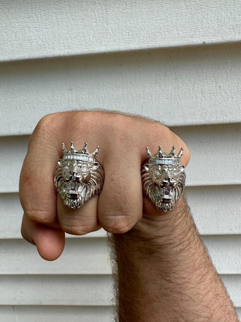 MOISSANITE Rasta King Lion Head Ring - 925 Silver