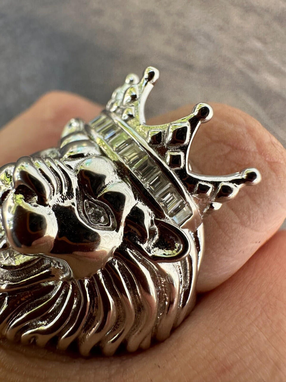 MOISSANITE Rasta King Lion Head Ring - 925 Silver