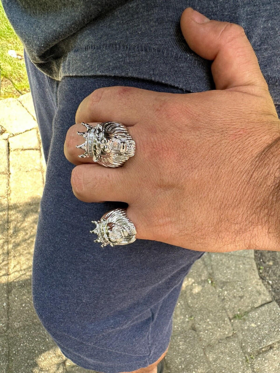 MOISSANITE Rasta King Lion Head Ring - 925 Silver