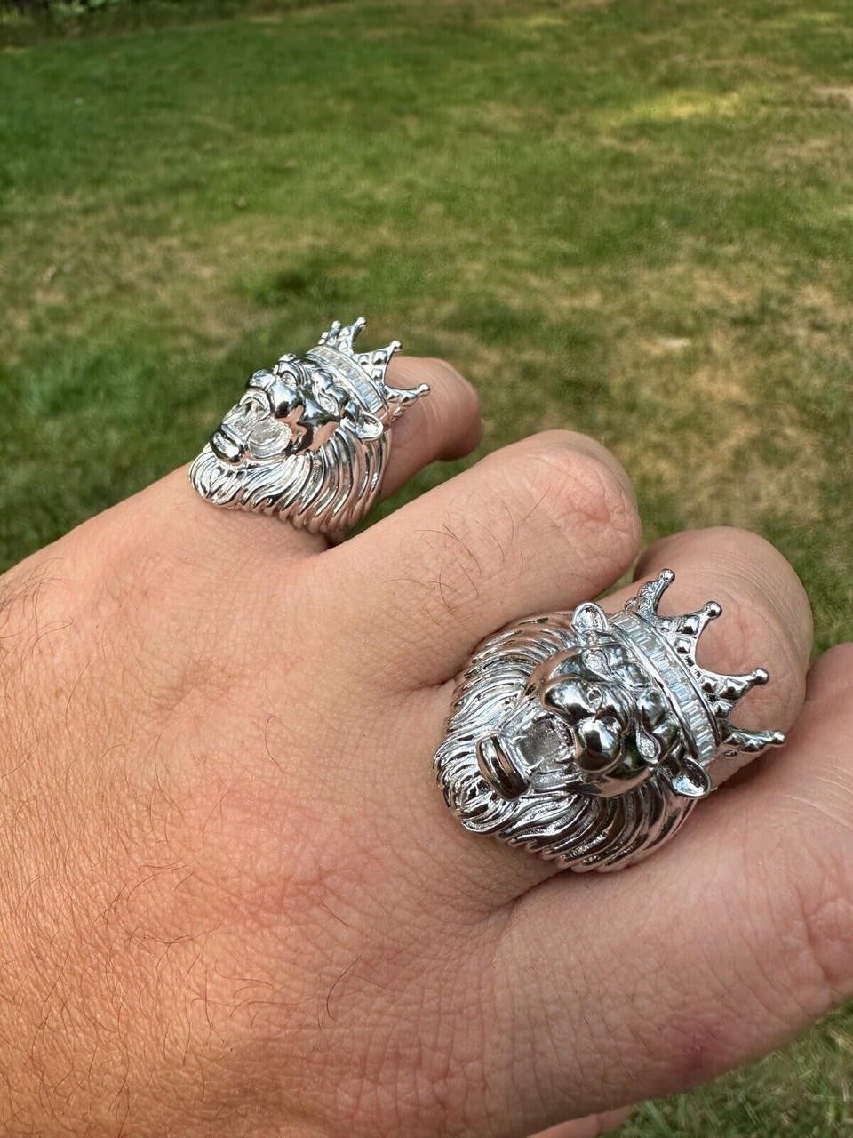 MOISSANITE Rasta King Lion Head Ring - 925 Silver