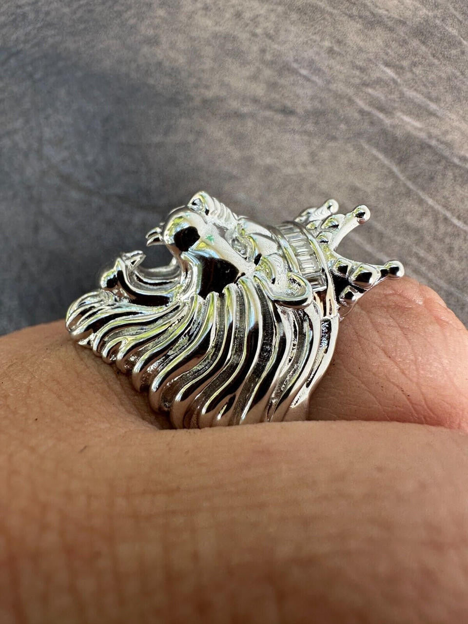 MOISSANITE Rasta King Lion Head Ring - 925 Silver