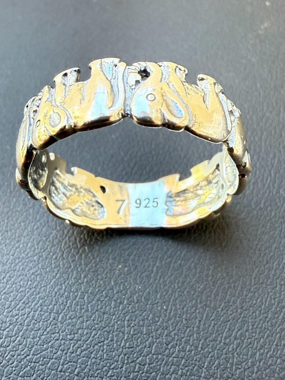 Lucky Elephant Band Ring - 925 Silver - Plain
