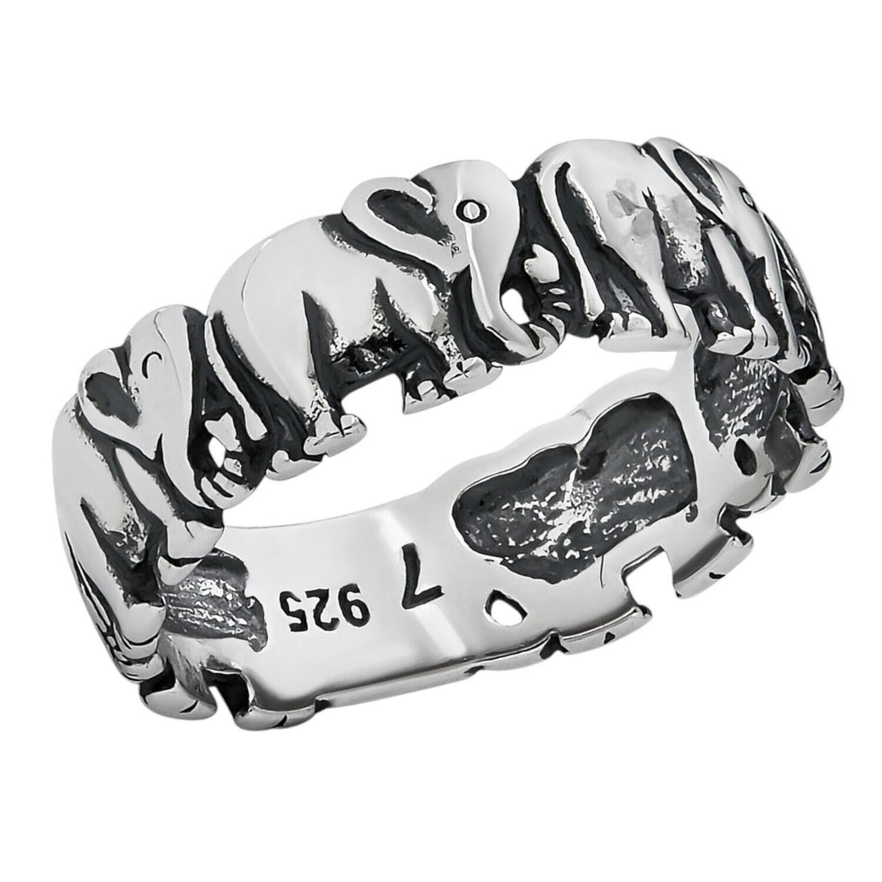 Lucky Elephant Band Ring - 925 Silver - Plain