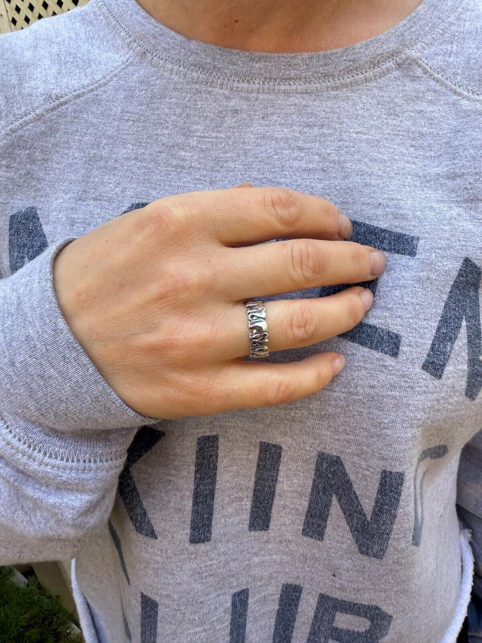 Lucky Elephant Band Ring - 925 Silver - Plain