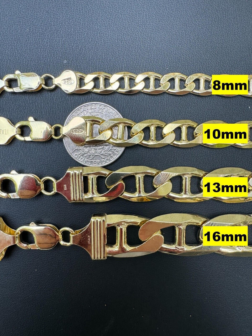 Mariner Link Bracelet - 14k Gold Vermeil 925 Sterling Silver - 6"-9" - 2.5mm-16mm