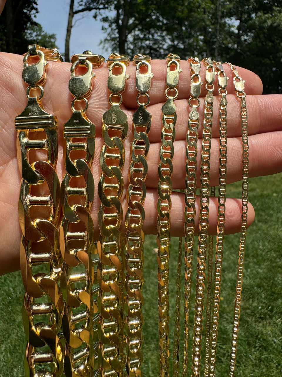 Mariner Link Chain Necklace Or Bracelet - 14k Gold Vermeil 925 Sterling Silver - 6"-30" - 2.5mm-16mm