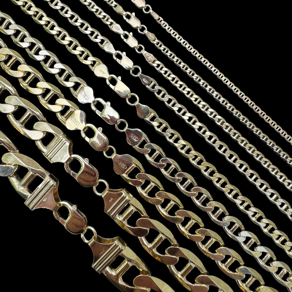 Mariner Link Chain Necklace Or Bracelet - 14k Gold Vermeil 925 Sterling Silver - 6"-30" - 2.5mm-16mm