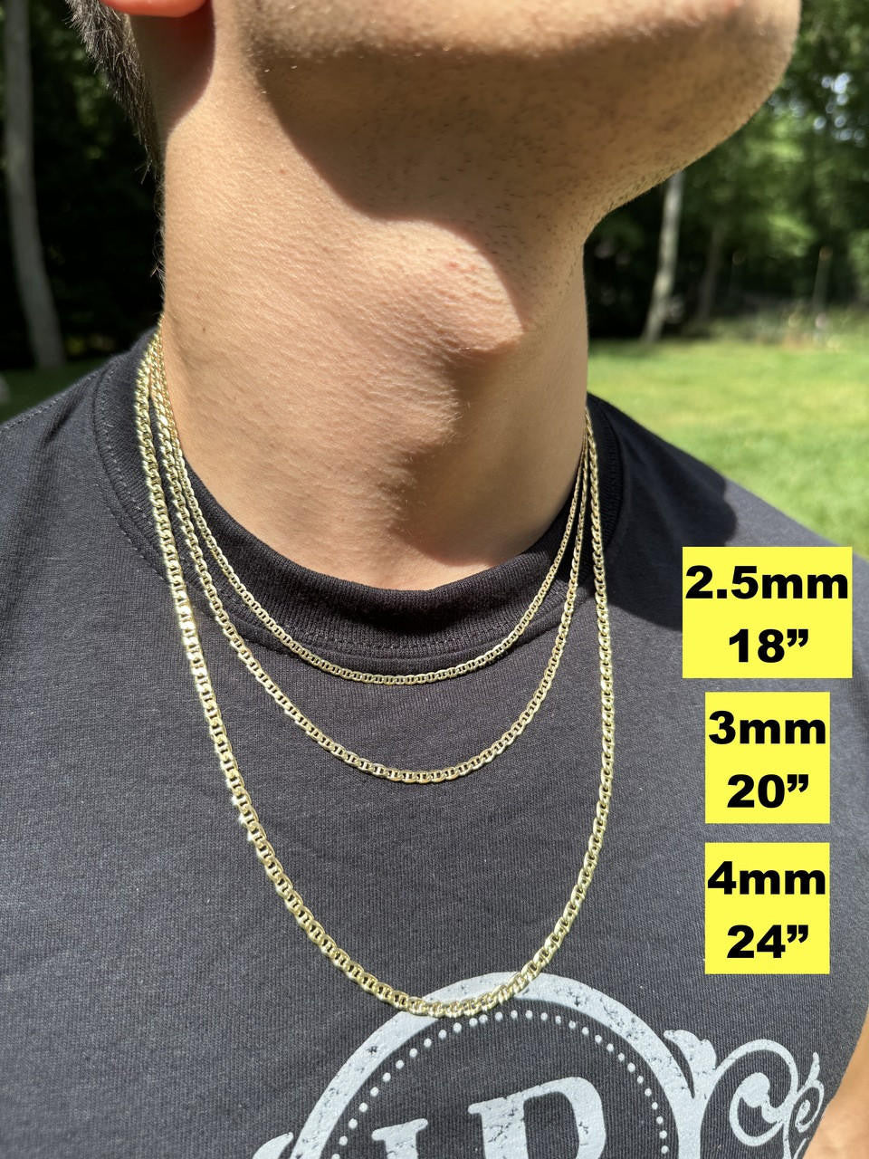 Mariner Link Chain Necklace Or Bracelet - 14k Gold Vermeil 925 Sterling Silver - 6"-30" - 2.5mm-16mm