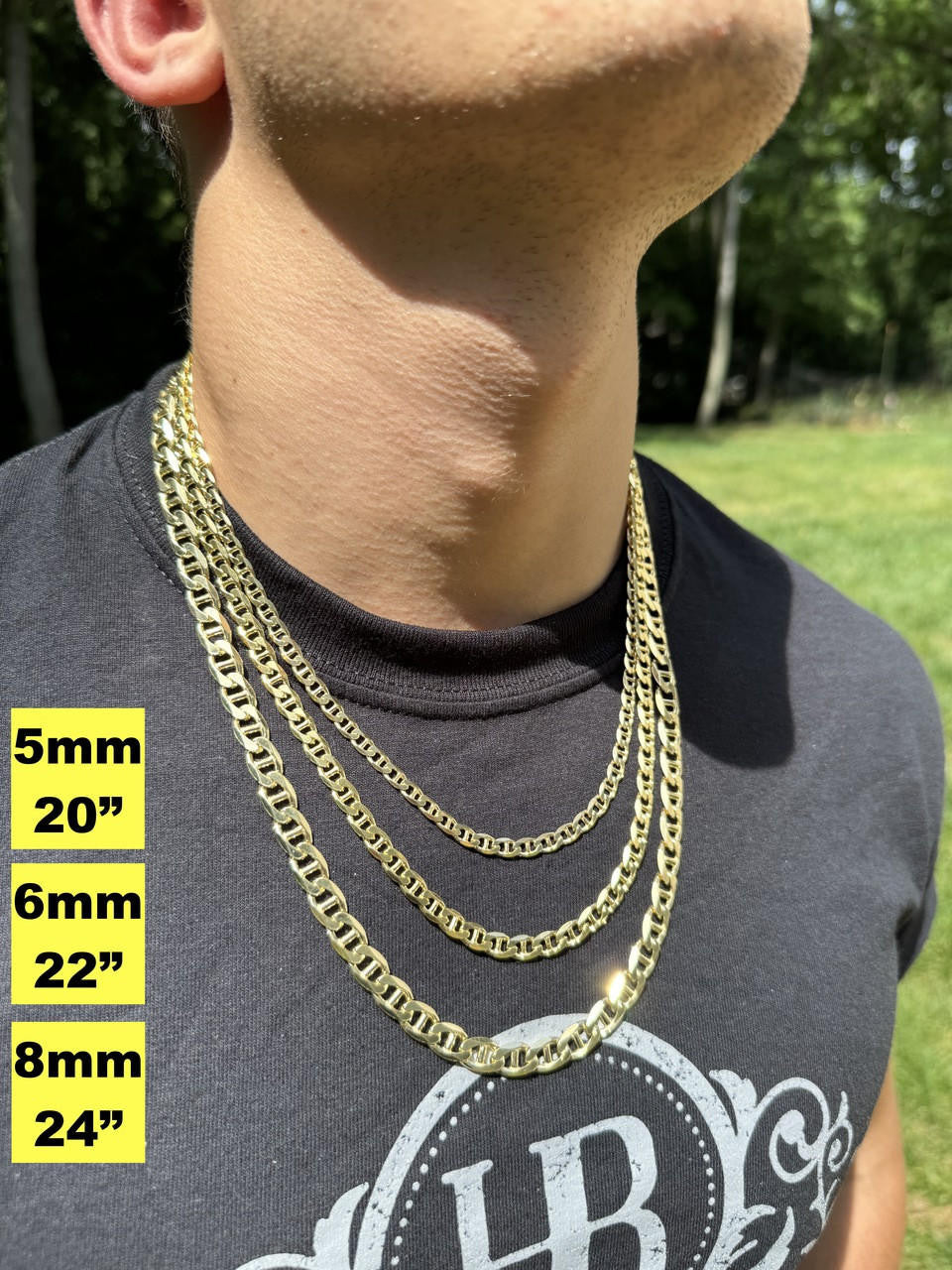 Mariner Link Chain Necklace Or Bracelet - 14k Gold Vermeil 925 Sterling Silver - 6"-30" - 2.5mm-16mm
