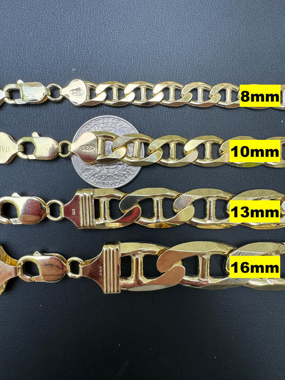 Mariner Link Chain Necklace Or Bracelet - 14k Gold Vermeil 925 Sterling Silver - 6"-30" - 2.5mm-16mm