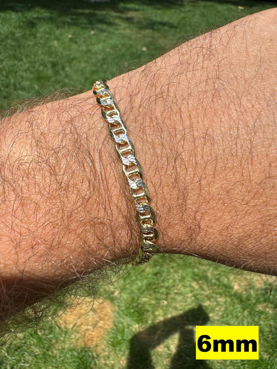 Mariner Link Chain Necklace Or Bracelet - Two Tone Diamond Cut 14k Gold Vermeil 925 Sterling Silver - 6"-30" - 2.5mm-10mm