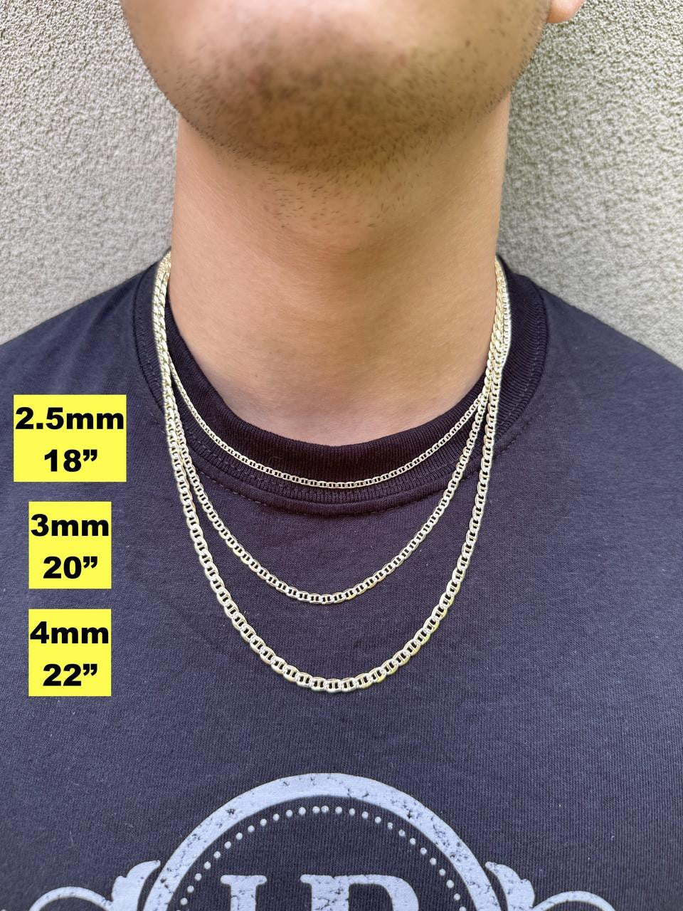 Mariner Link Chain Necklace Or Bracelet - Two Tone Diamond Cut 14k Gold Vermeil 925 Sterling Silver - 6"-30" - 2.5mm-10mm