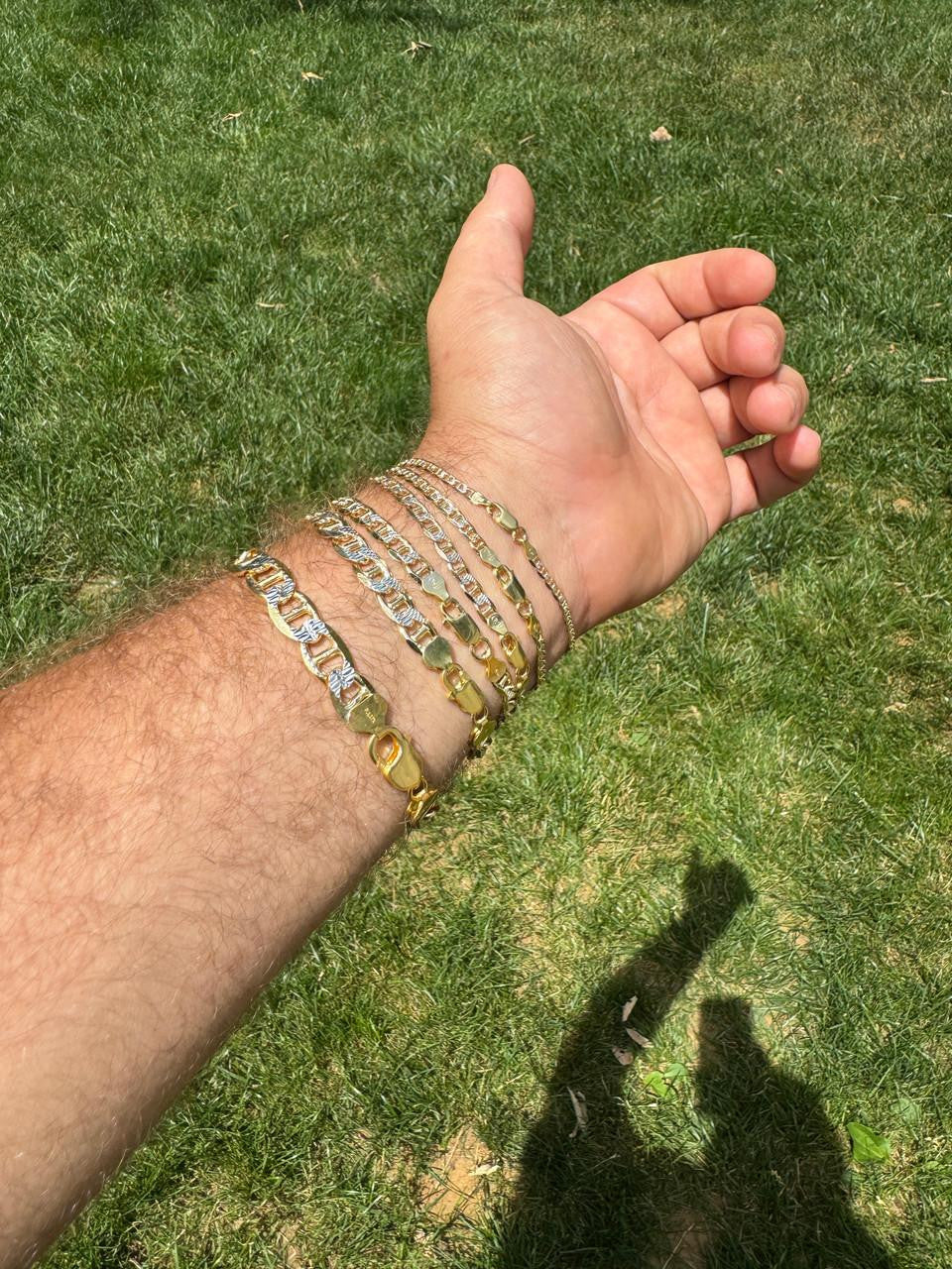 Mariner Link Chain Necklace Or Bracelet - Two Tone Diamond Cut 14k Gold Vermeil 925 Sterling Silver - 6"-30" - 2.5mm-10mm